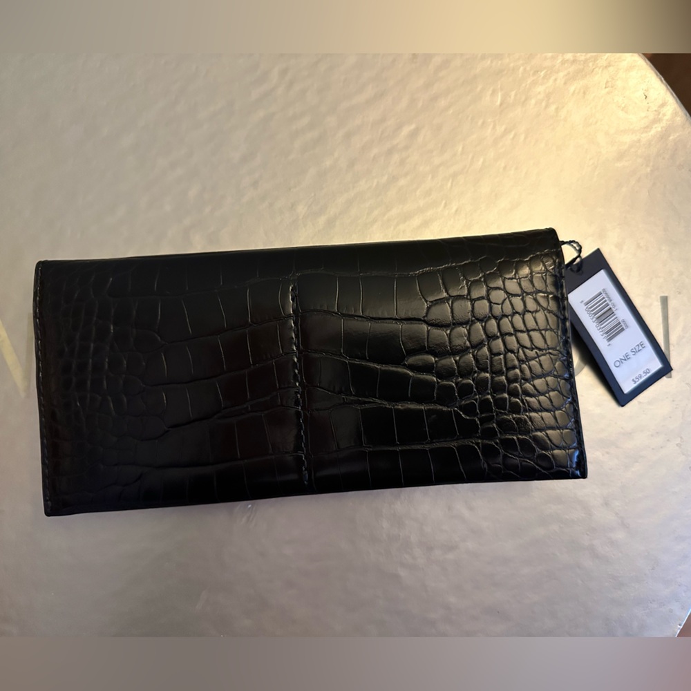 Banana Republic Black Croc Vegan Leather Wallet